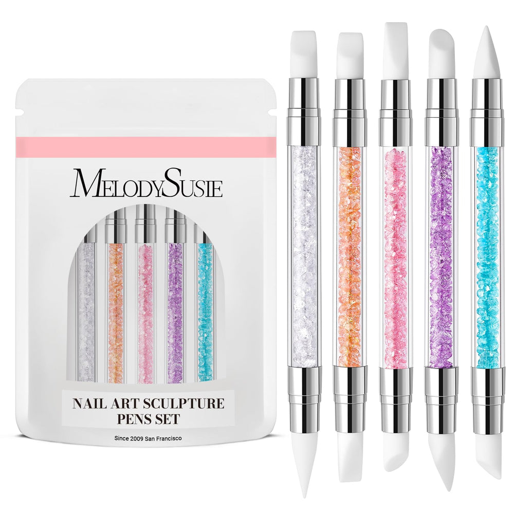 MelodySusie pinceles de uñas con punta dual para trazos precisos.
