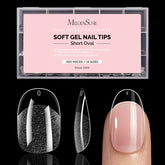 Puntas MelodySusie de acrílico claro con forma almendra para uñas ovaladas, ideal para salón y casa.
