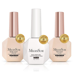 MelodySusie kit de uñas con base, top y gel builder para un acabado profesional.