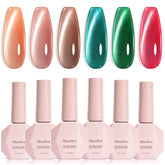 MelodySusie Velvet Gem cat eye set with six colors for home salon-quality nails.