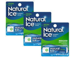 Mentholatum Natural Ice Original SPF 15, paquete de 3, protección labial diaria.