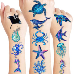 MeoIsDaBest tatuajes del oceano, tiburón, ideales para fiestas infantiles