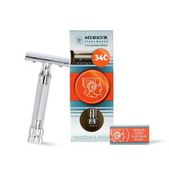 Merkur Mk34c navaja doble hoja con mango pesado para control superior.