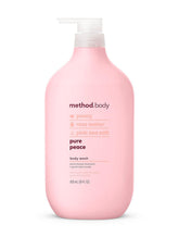 Botella de Method Body Wash Pure Peace para una experiencia relajante en la ducha.