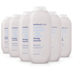 Method Simply Nourish gel de ducha con coco para piel suave tras la ducha.