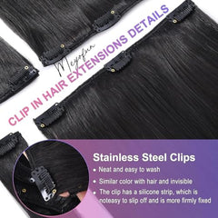 Extensiones MEYOFUN Remy pelo humano, sin enredos para uso diario.