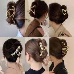 MHDGG clips metálicos grandes dorados para cabello grueso y liso.