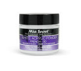 Mia Secret polvo acrílico blanco 1oz en botella, base para uñas con adhesión duradera.