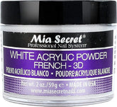 Polvo acrílico blanco de Mia Secret para uñas, ideal para cobertura uniforme.