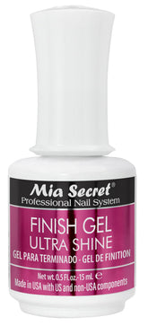 Mia Secret UV Finish Top Coat bottle showing clear, high-gloss shine.