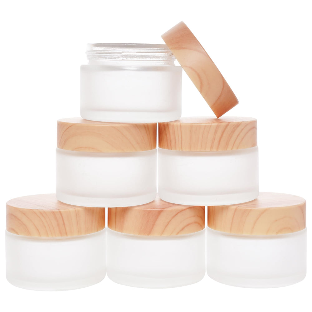 Miayon jarras cosméticas de cristal mate 30 ml con tapa de madera para muestras