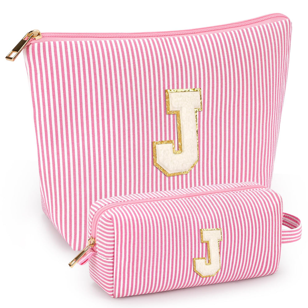 Bolsa de maquillaje doble de mibasies rosa grande para viaje y organización.