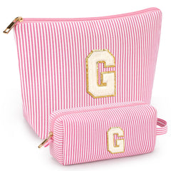 Bolsas iniciales de maquillaje Mibasies en rosa, perfecto para viaje y organización