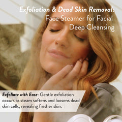 Humidificador facial portátil Microderm GLO listo para uso diario.