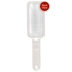 Microplane Colossal, vista lateral, elimina piel muerta con raspado preciso.