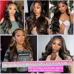 Miear 13x6 Ombre Front Wig: densidad 180% para mayor volumen y movimiento.