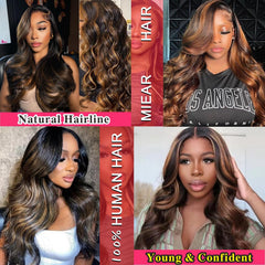 Miear 26 pulgadas Cabello con Ondas Corporales: cabello humano para looks diarios.