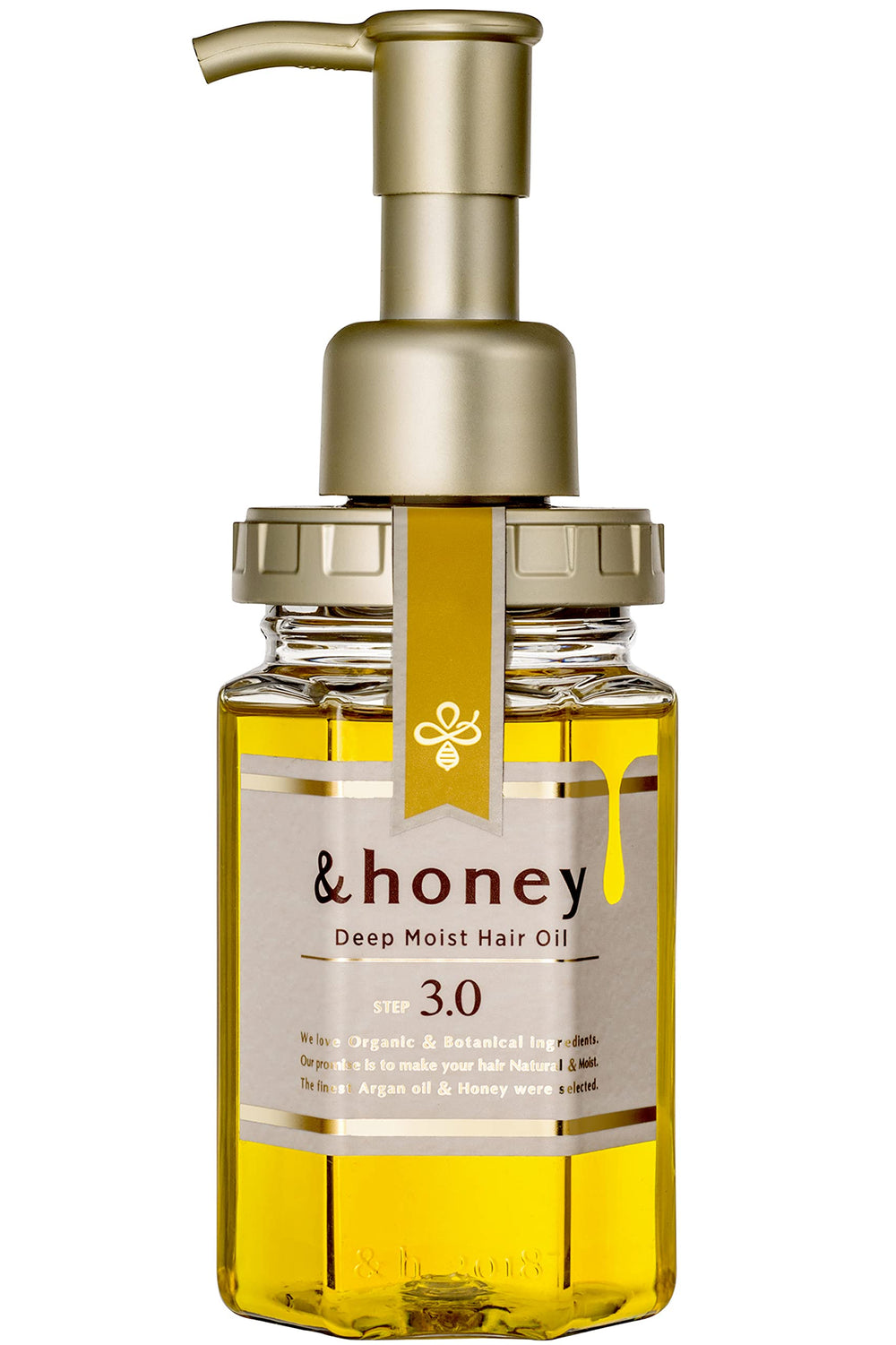 Esta botella de &honey muestra un aceite capilar de hidratación profunda para uso diario.