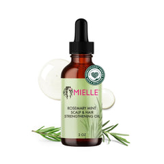Aceite Mielle Rosemary & Mint en botella, ideal para hidratar el cuero cabelludo.