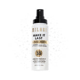 Milani fijador FPS30 en botella protege piel y fija el maquillaje.
