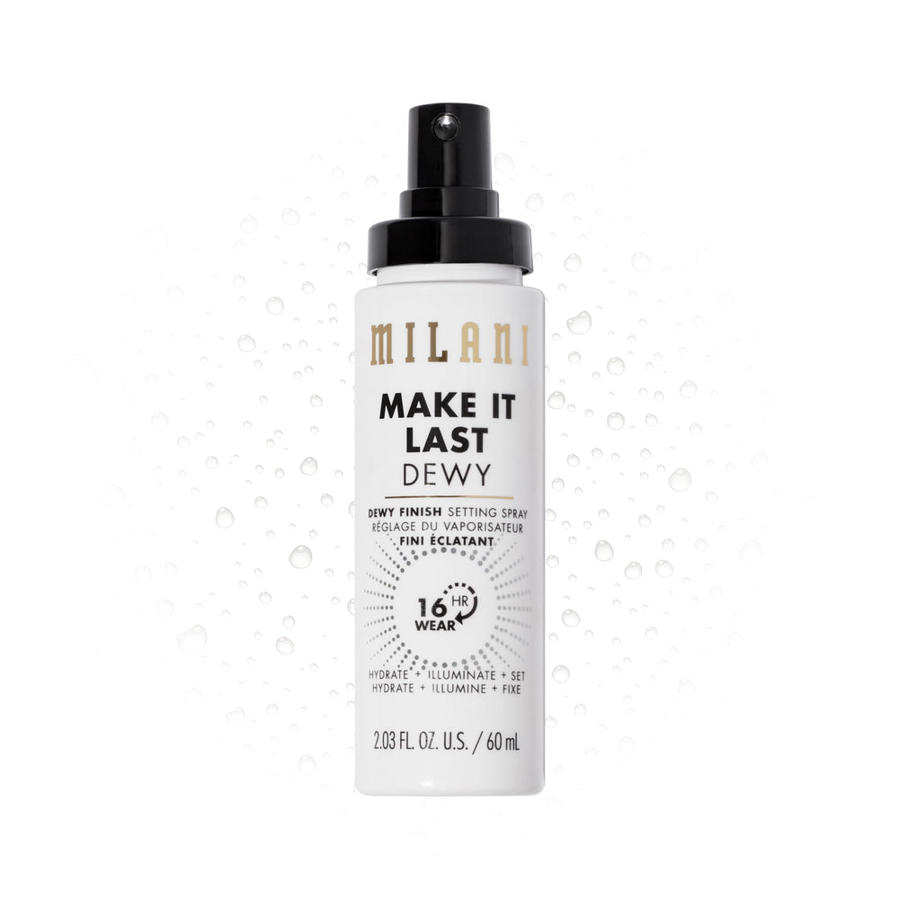 Milani Make It Dewy: bote frontal ofrece hidratación y brillo duradero para el maquillaje.