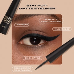 Milani Stay Put con aplicador fino para delineados finos y definidos.