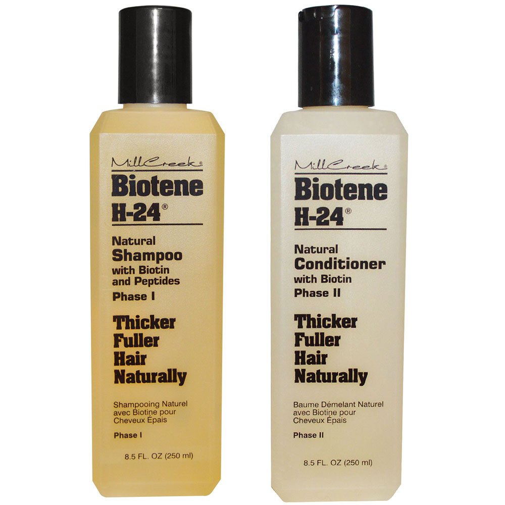 Biotene H-24 champú de Mill Creek en botella para limpieza suave y frescura diaria.