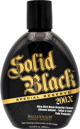 Millennium Tanning Negro Sólido Reserva 200X, botella frontal para bronceado intenso