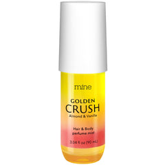 Mine perfume para cabello en botella, aroma duradero y suave.