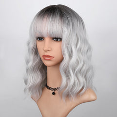 MINLEE peluca gris plata ondulada con bob para looks modernos.