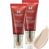 MISSHA M Perfect Cover BB Cream No21 lumière beige, texture légère pour une couvrance naturelle.