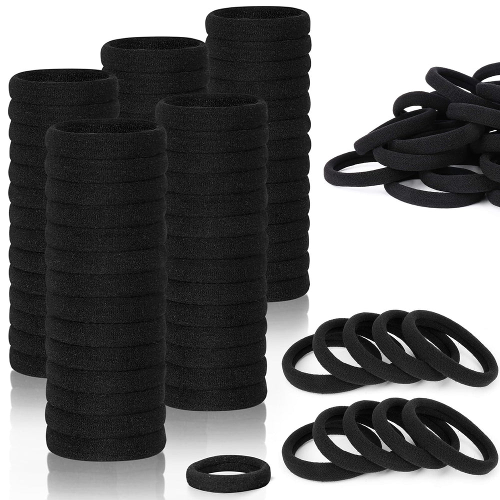 MISSJOJIAY gomas para cabello 200 piezas negras, paquete práctico para niñas.
