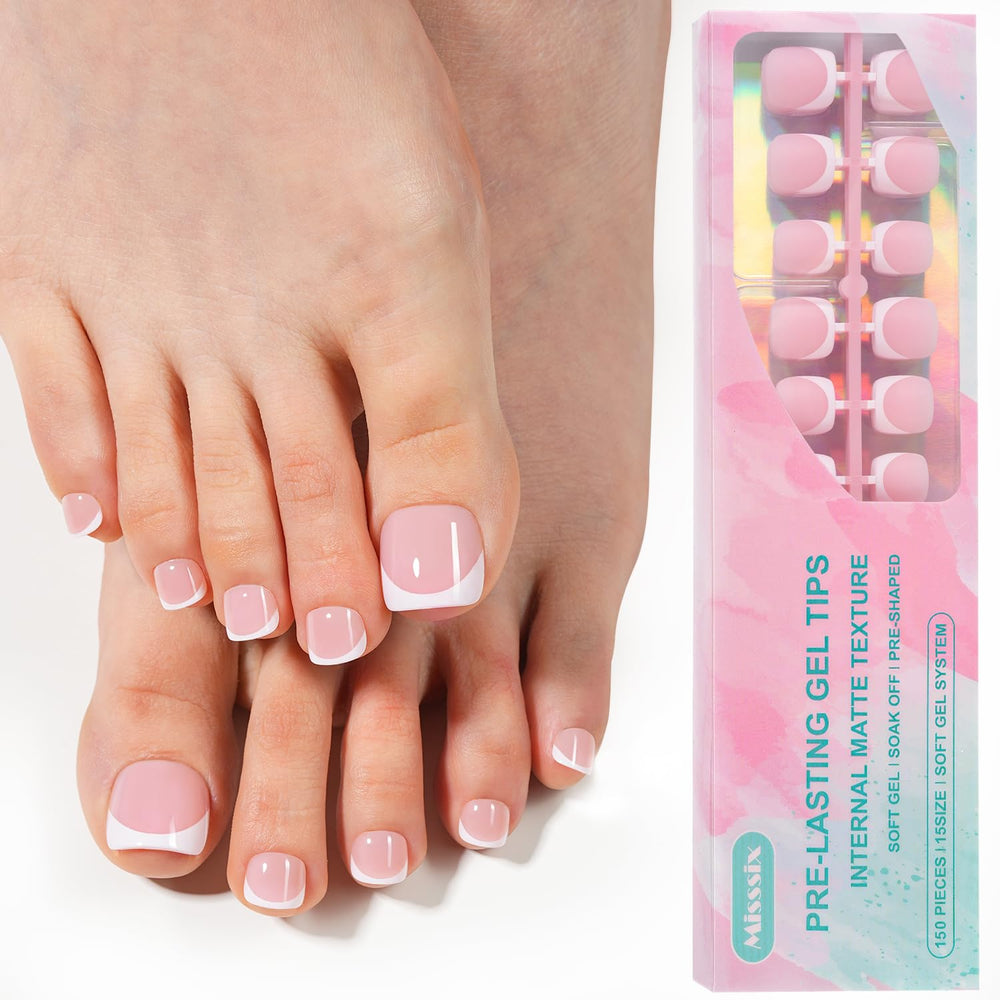 Misssix Frances Rosa Corto: uñas postizas con estilo francés para un look elegante.