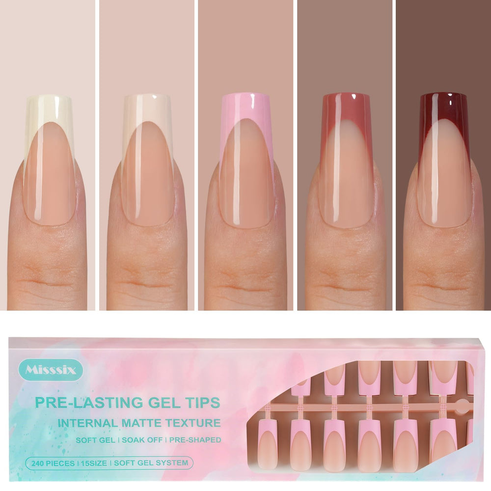 Misssix frances-tip uñas largas y cuadradas con acabado mate para mejor adherencia.