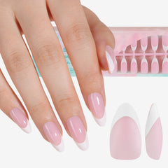 Misssix uñas gel Frances mediano almendra en rosa, set de alta adhesión para nail art.