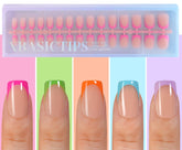 Misssix XBASICTIPS: uñas francesas en gel listas para pegar con acabado uniforme.