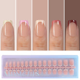 Misssix XBASICTIPS, uñas francesas postizas, formato corto y cuadrado, fácil aplicación para proyectos de uñas en casa.