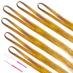 MISSUHUI conjunto brillo capilar dorado, 47 pulgadas y herramientas