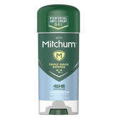 Mitchum gel transparente sin aroma en botella, para uso diario.