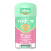 Mitchum gel transparente para aplicación suave y protección continua.