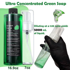 Miuxia jabón verde para tatuajes con dispensador de espuma de 200 ml para aplicación suave.