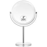 MIYADIVA Espejo de maquillaje doble 1x/20x con base para estabilidad.