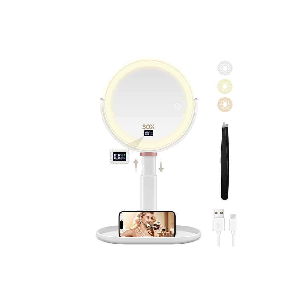 MIYADIVA Espejo de maquillaje con luces para un vistazo general claro.