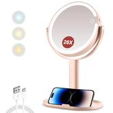 MIYADIVA espejo de maquillaje con luz 20x para detalles precisos.