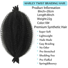 Miyamarch Marley Twist 8 pulgadas con hebras separadas para trenzado suave