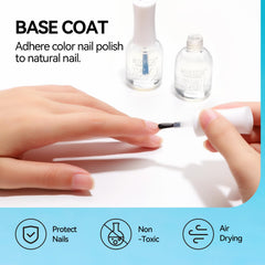 Aplicación de base coat MIZHSE para preparar la uña y mejorar adherencia.
