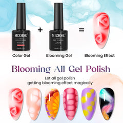 MIZHSE Blooming Gel Unas: colores que se entrecruzan para flores vibrantes.