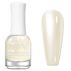 Esmalte Mizhse perlado lechoso en botella, acabado suave para uso diario.