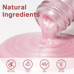 Esmalte MIZHSE rosado perlado con pincel para aplicación suave.