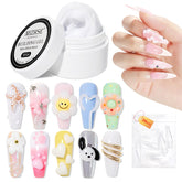 MIZHSE gel de construcción blanco en frasco, ideal para uñas duraderas.